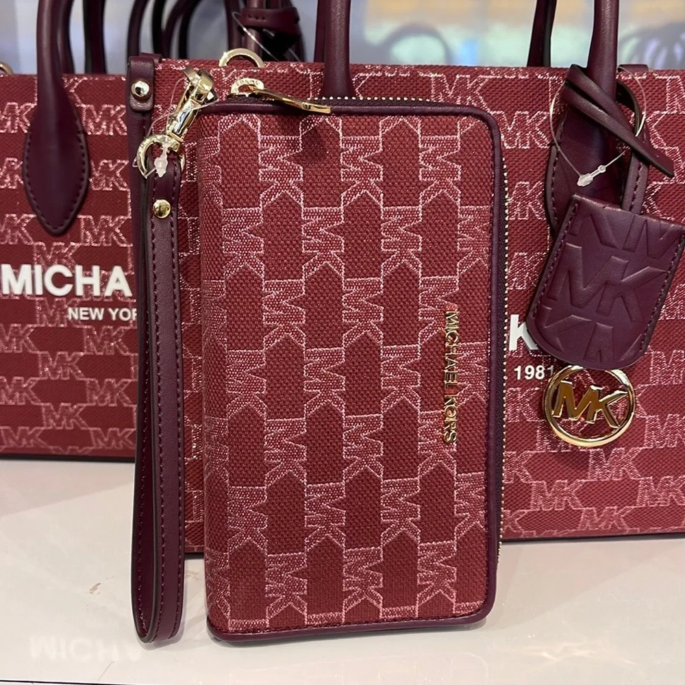 Michael Kors Jet Set Travel Large Phone Case Wristlet Wallet MK Mulberry Multi - Picture 14 of 16